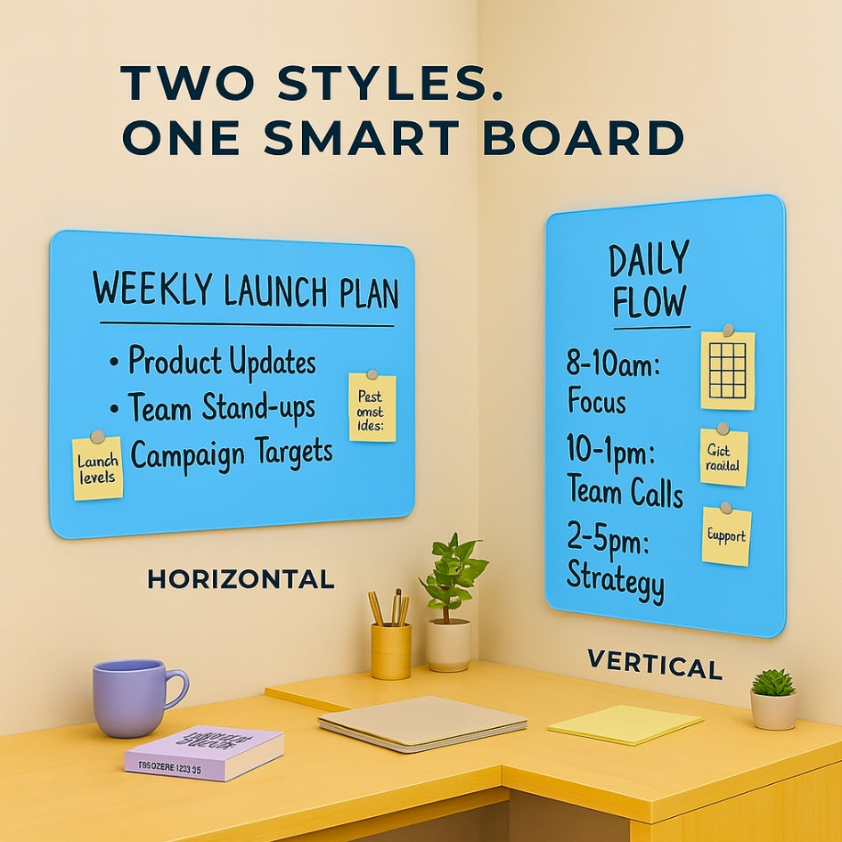 Magnetic (Frameless Design) Glass Writing Boards - Blue Breeze