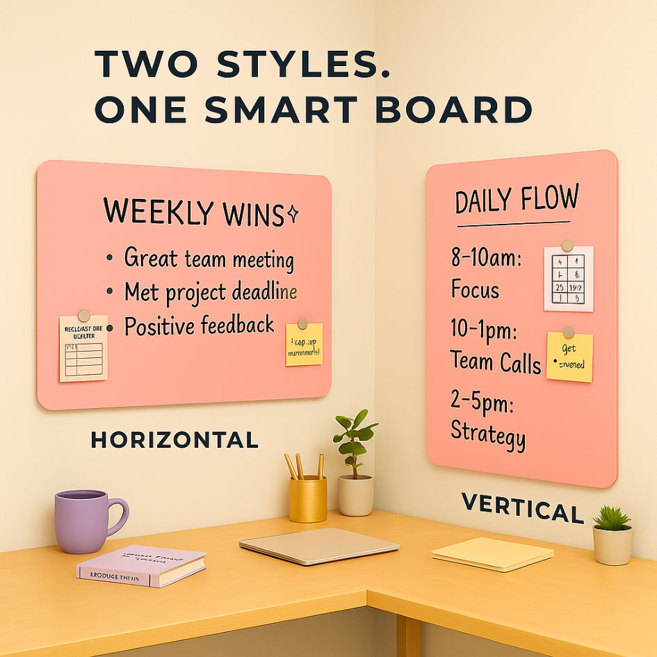 Magnetic (Frameless Anti-Glare) Glass Wipe Boards - Pink Cloud