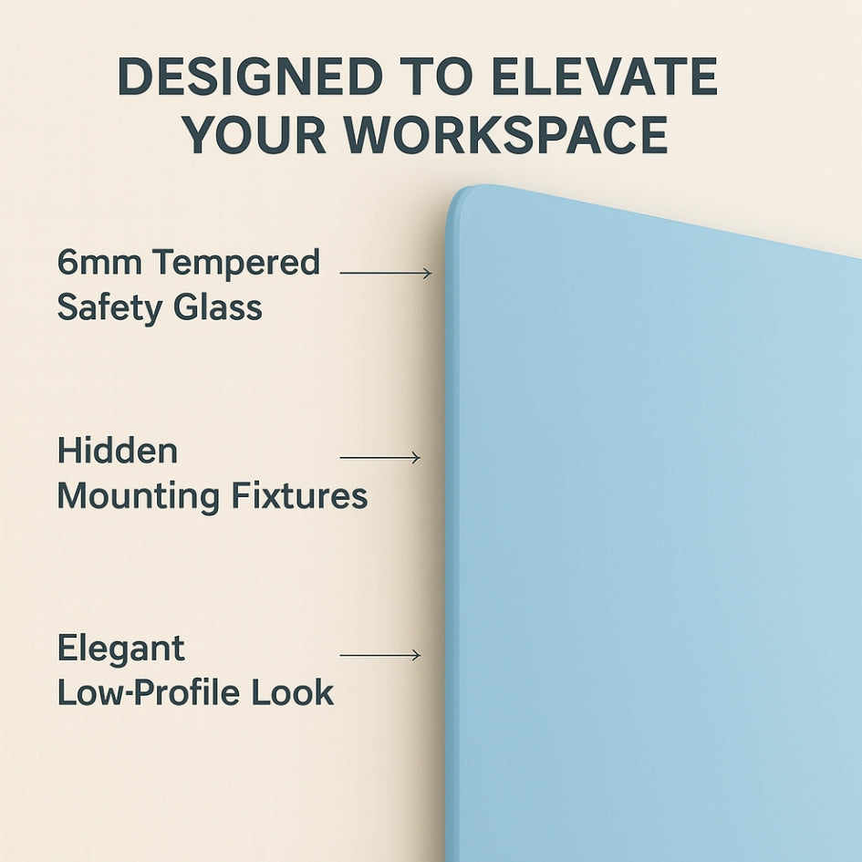 Magnetic (Frameless Design) Glass Writing Boards - Blue Breeze