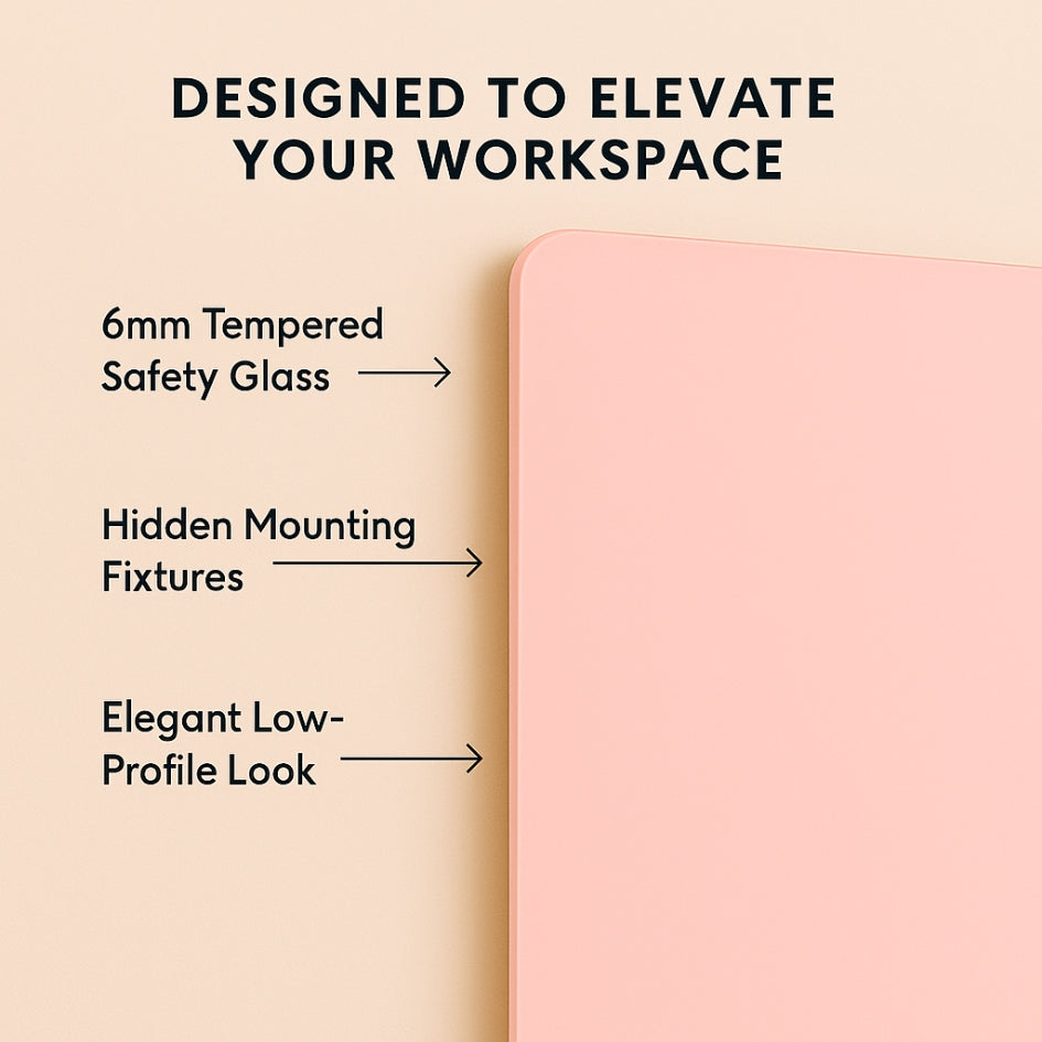 Magnetic (Frameless Anti-Glare) Glass Wipe Boards - Pink Cloud