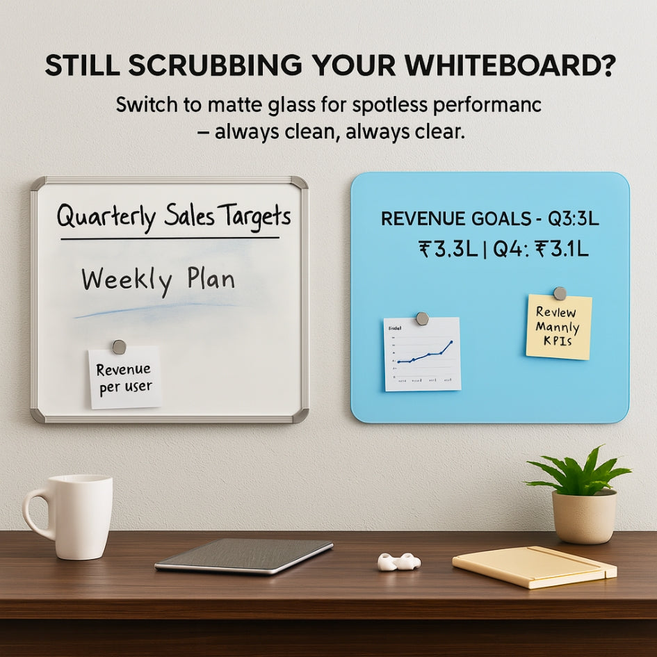 Magnetic (Frameless Design) Glass Writing Boards - Blue Breeze