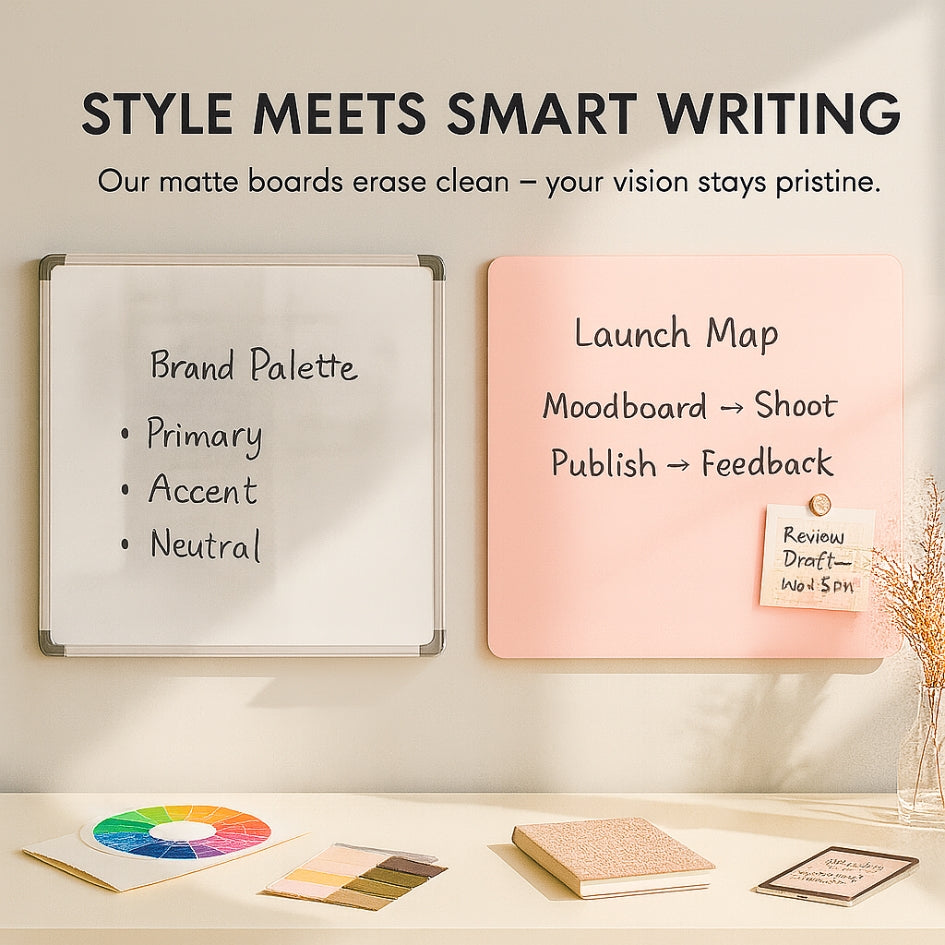 Magnetic (Frameless Anti-Glare) Glass Wipe Boards - Pink Cloud