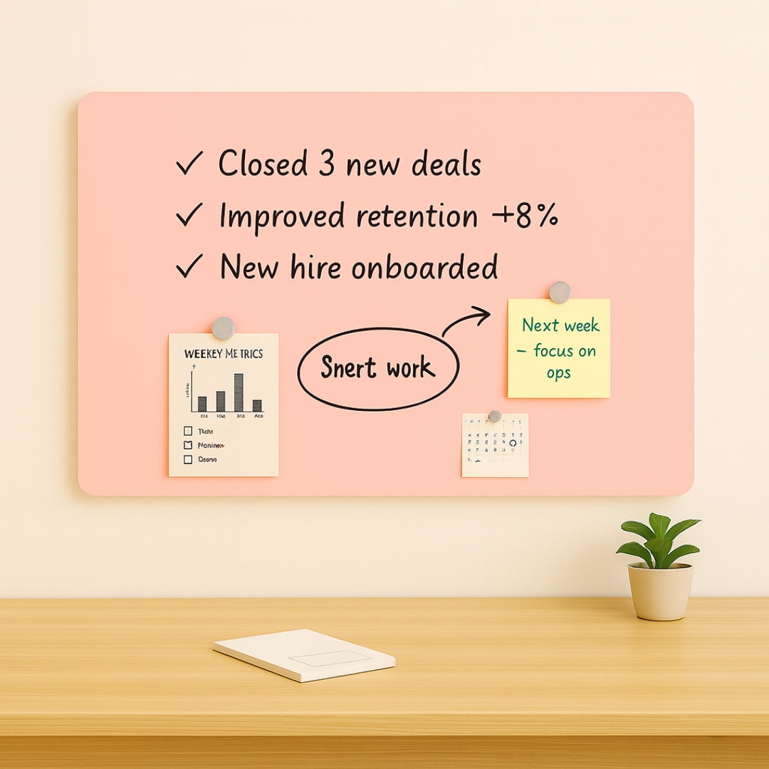 Magnetic (Frameless Anti-Glare) Glass Wipe Boards - Pink Cloud