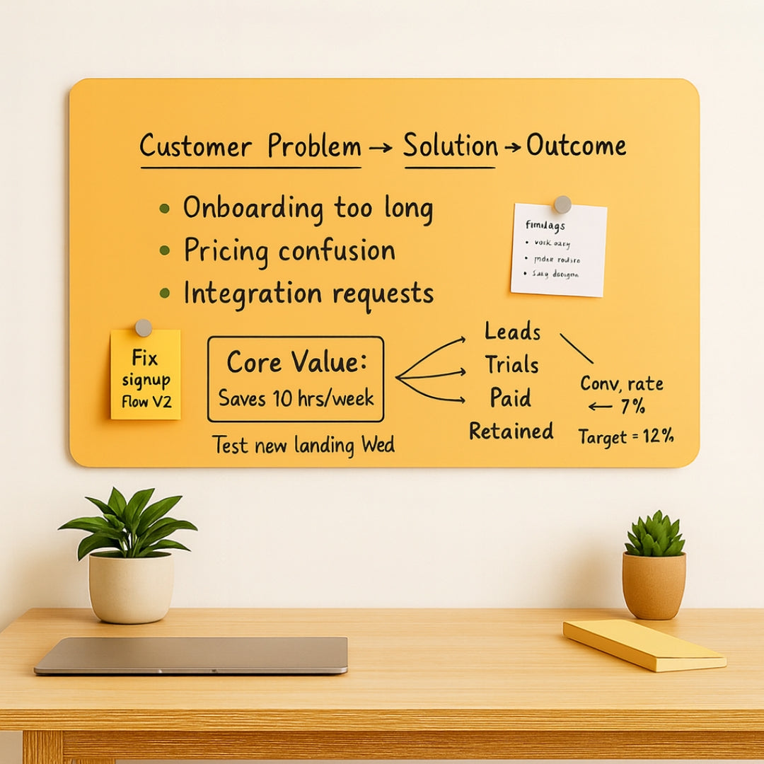 Magnetic (Modern Style) Glass White Boards - Peach Cream