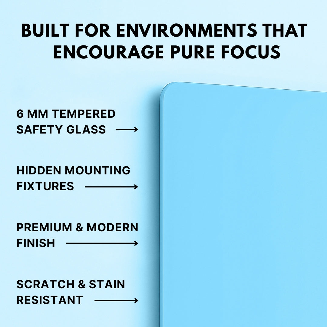 Magnetic (Frameless Design) Glass Writing Boards - Blue Breeze