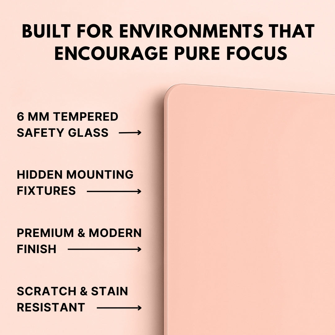 Magnetic (Frameless Anti-Glare) Glass Wipe Boards - Pink Cloud