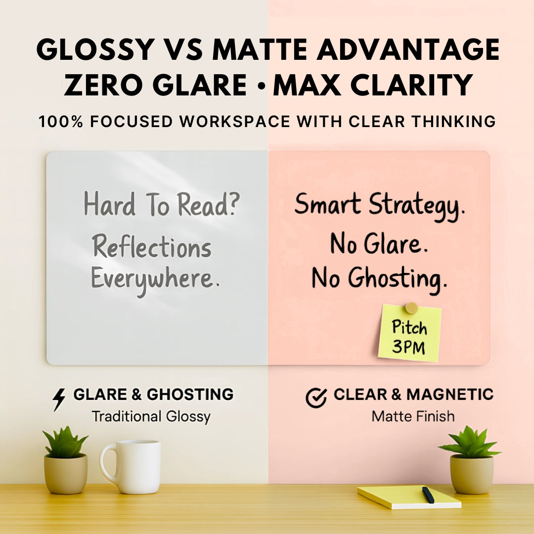 Magnetic (Frameless Anti-Glare) Glass Wipe Boards - Pink Cloud