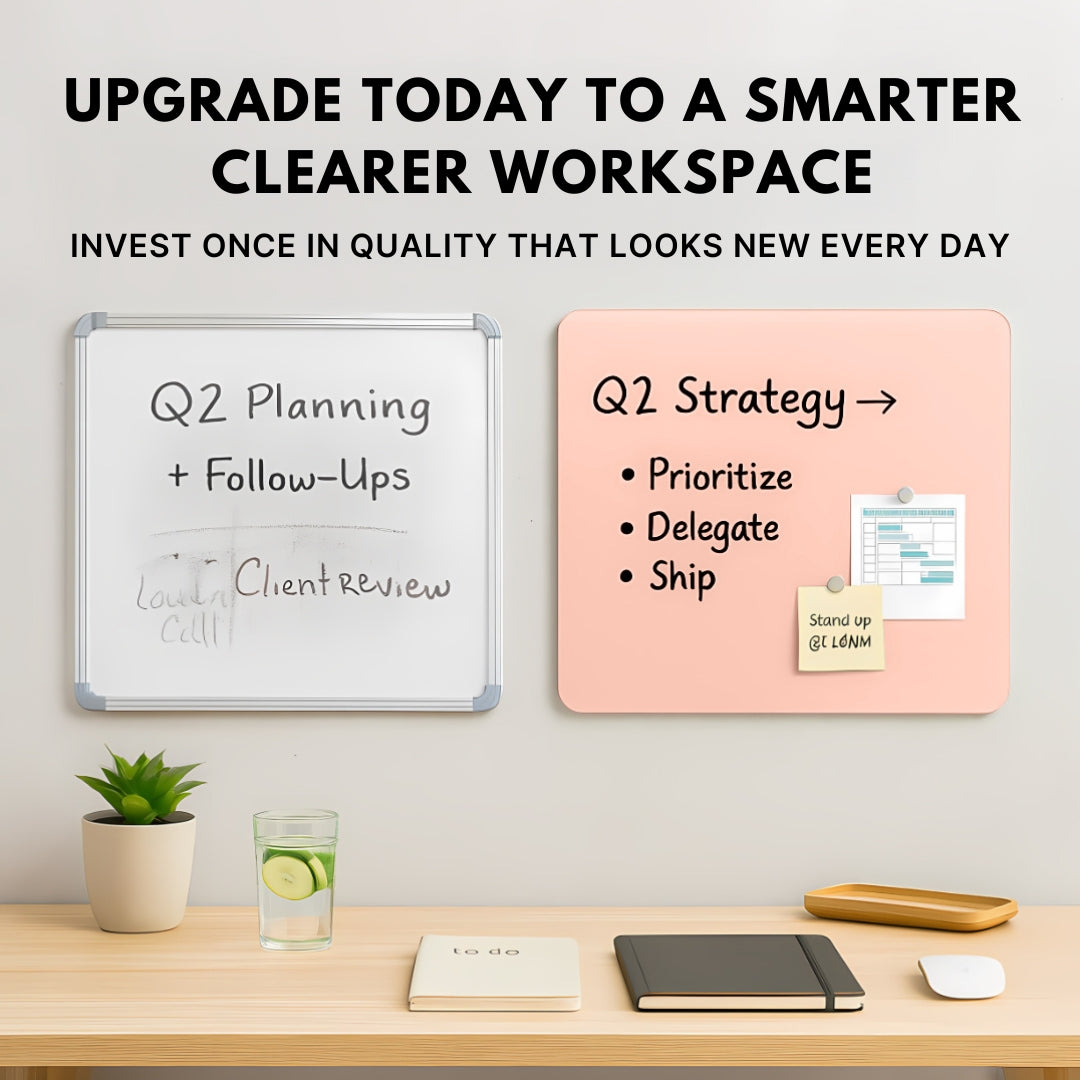 Magnetic (Frameless Anti-Glare) Glass Wipe Boards - Pink Cloud