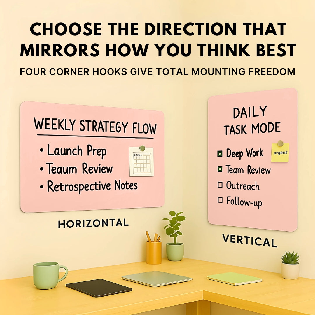 Magnetic (Frameless Anti-Glare) Glass Wipe Boards - Pink Cloud